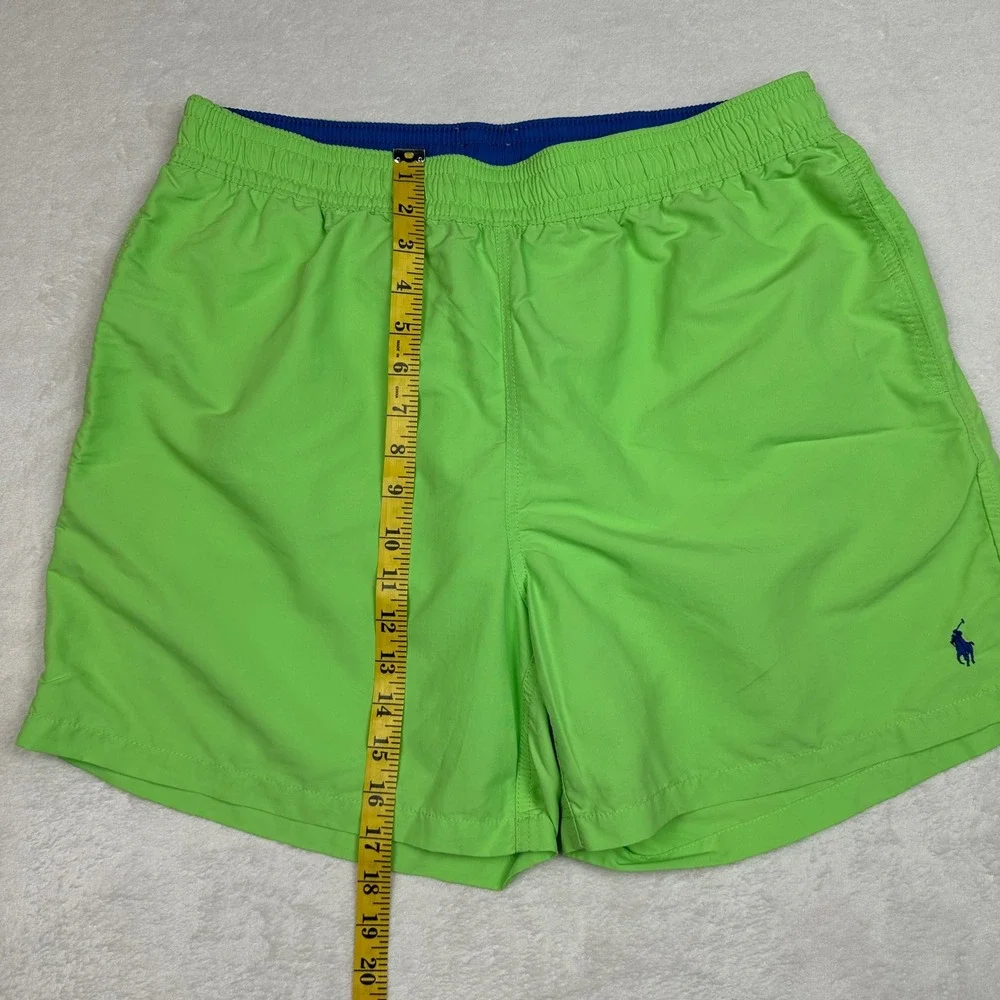 Polo Ralph Lauren Men Swim Trunks Shorts Lime Green Pony Logo Elastic Waist‎ XL